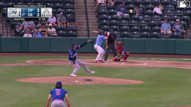 Ralphy Velazquez homers (17) on a fly ball to center field.