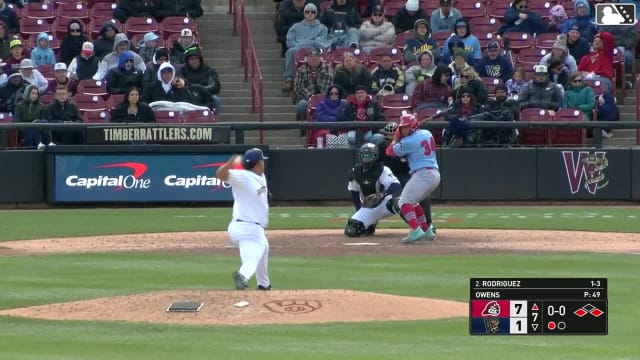 Rainiel Rodriguez doubles (6) on a sharp fly ball to center fielder Josiah Ragsdale. José Suárez scores. Miguel Villarroel scores.