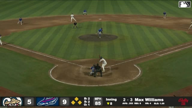 Max Williams singles on a ground ball to second baseman Daniel Dickinson. Dylan Jasso scores. Aiva Arquette to 3rd. Dillon Lewis to 2nd.