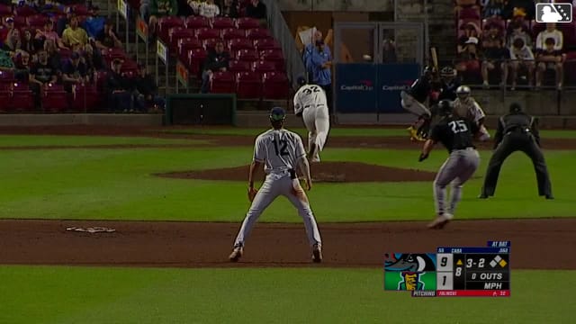 Starlyn Caba singles on a line drive to center fielder Walker Jenkins. Brandon Compton scores.