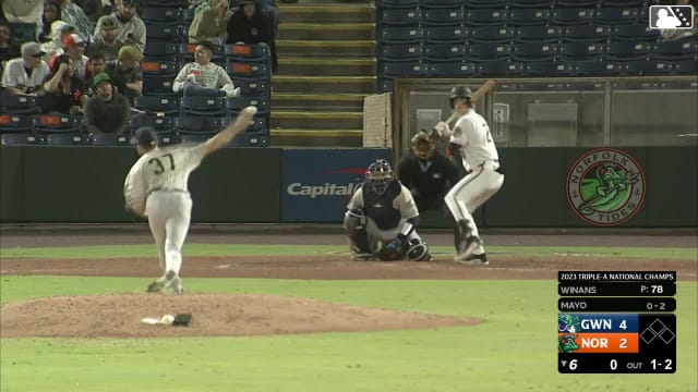 Allan Winans records his eighth and final strikeout 
