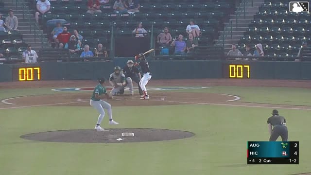 Yolfran Castillo singles on a ground ball to center fielder Carter Beck. Sebastian Baquera scores.