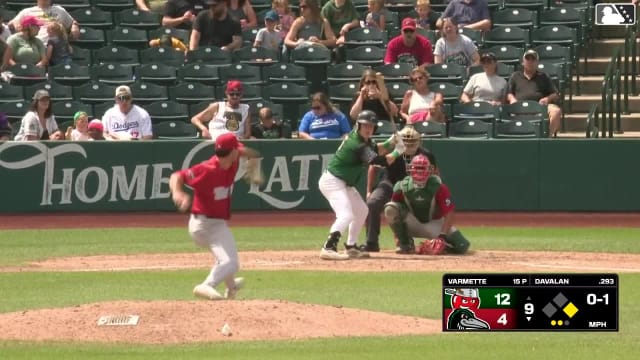 Charles Davalan doubles (24) on a fly ball to right fielder Alex McCoy. Victor Rodrigues scores.
