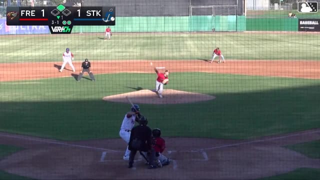 Gavin Turley doubles (4) on a ground ball to right fielder Cameron Nelson. Breyson Guedez scores.