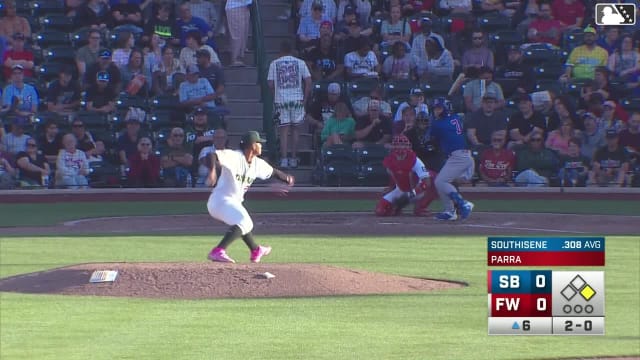 Ty Southisene triples (2) on a line drive to right fielder Kavares Tears. Kane Kepley scores.