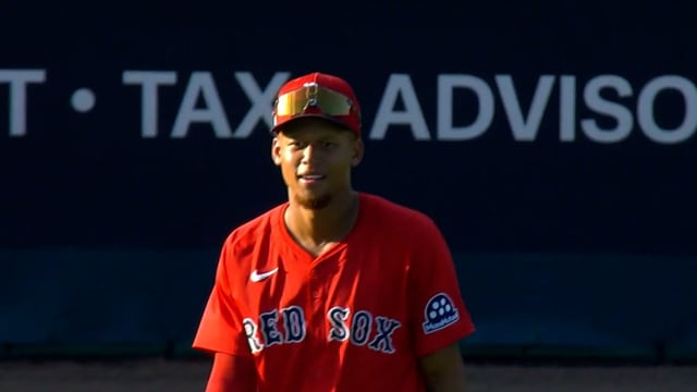 Kristian Campbell throws out Byron Buxton at second 