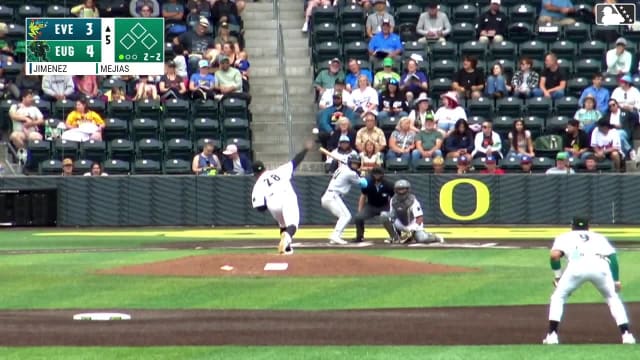 Carlos Jimenez homers (9) on a fly ball to center field.