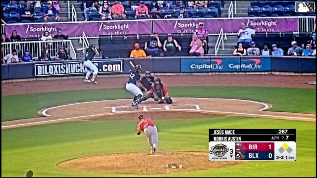 Jesús Made doubles (23) on a line drive to left fielder Jacob Burke. Braylon Payne scores.