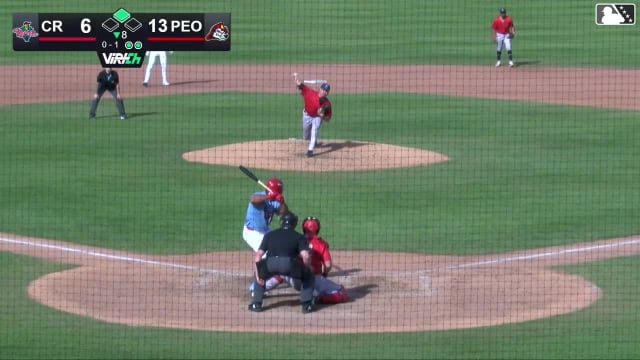 Rainiel Rodriguez doubles (8) on a fly ball to center fielder Khadim Diaw. Tai Peete scores.
