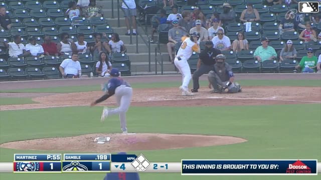 Sean Gamble homers (5) on a fly ball to right field.