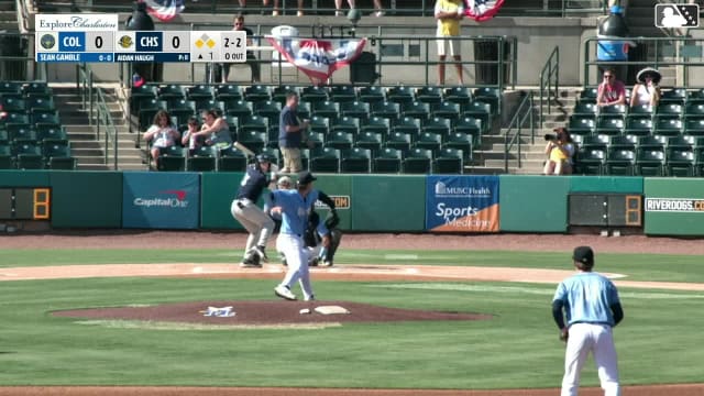 Sean Gamble singles on a ground ball to center fielder Brendan Summerhill. Yandel Ricardo scores. Josh Hammond to 3rd. Throwing error by center fielder Brendan Summerhill.