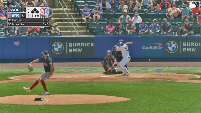 Nick Morabito homers (9) on a fly ball to right field.