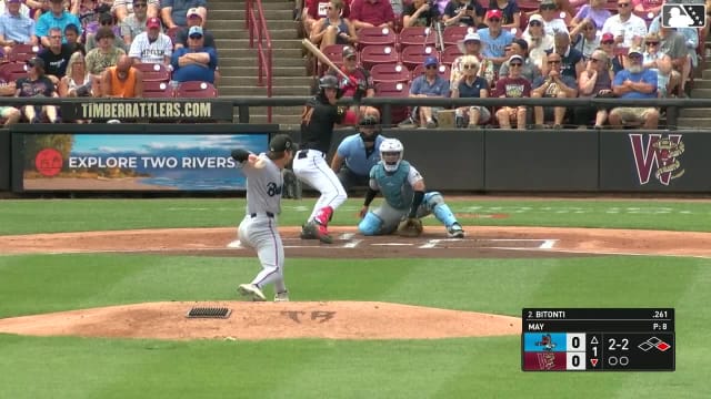 Eric Bitonti homers (13) on a fly ball to left field. Marco Dinges scores.