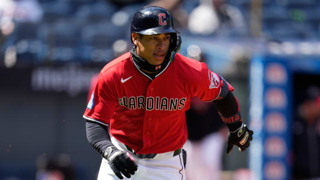 Juan Brito doubles in first big league at-bat