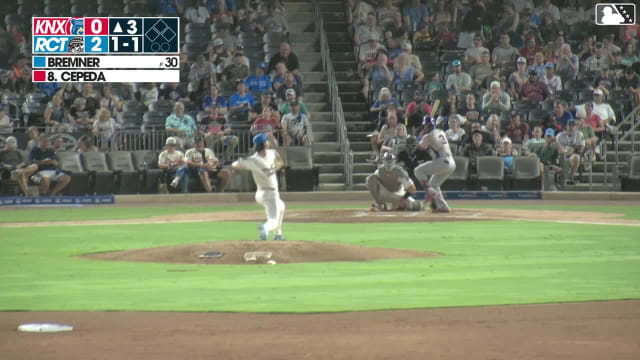Angel Cepeda homers (1) on a fly ball to left field.