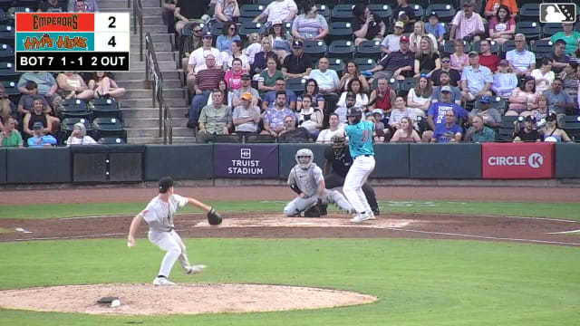 Caleb Bonemer doubles (12) on a sharp line drive to center fielder Eric Hartman. Ely Brown scores.