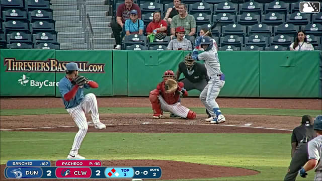Juan Sanchez triples (1) on a sharp line drive to center fielder Griffin Burkholder. Austin Smith scores. Blaine Bullard scores.