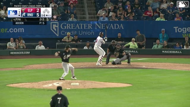 Manuel Pena homers (5) on a fly ball to center field.