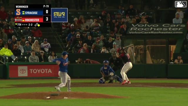 Yohandy Morales singles on a line drive to center fielder Cristian Pache. Seaver King scores. Yohandy Morales to 3rd. Fielding error by center fielder Cristian Pache.