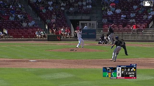 Asbel Gonzalez singles on a line drive to center fielder Yasser Mercedes. Nolan Sailors scores. Asbel Gonzalez to 2nd. Asbel Gonzalez advances to 2nd, on a fielding error by center fielder Yasser Mercedes.