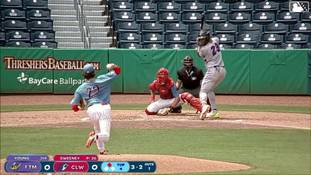 Quentin Young singles on a ground ball to left fielder Lane Haworth, deflected by center fielder Will Gasparino. Colby Turner scores.