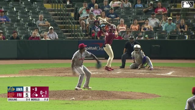 Dylan Dreiling homers (1) on a line drive to center field. Sebastian Walcott scores.