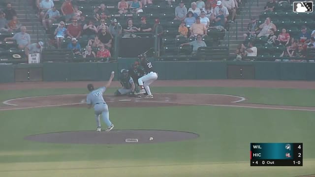 Paulino Santana homers (10) on a fly ball to center field.