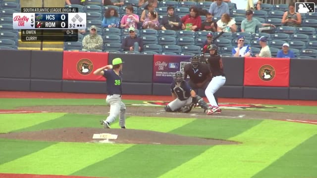Aidan Curry records a strikeout in the 5th inning