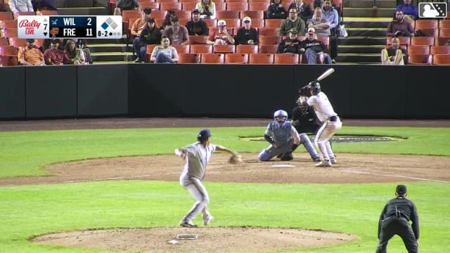 Nate George singles on a ground ball to left fielder Elijah Nunez. Ike Irish scores.