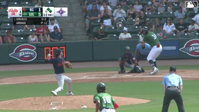 Justin Gonzales doubles (8) on a sharp line drive to right fielder Theo Gillen. Yophery Rodriguez scores. Adonys Guzman scores.