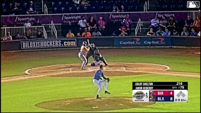 Colby Shelton homers (17) on a line drive to right field.