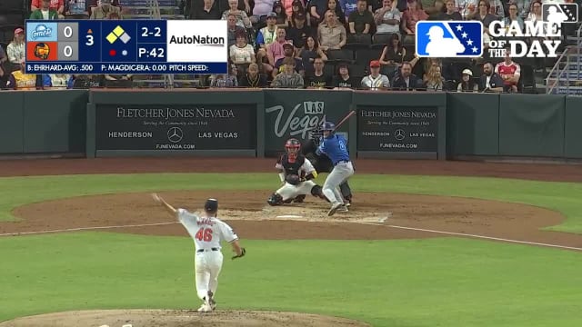 Zach Ehrhard doubles (1) on a sharp line drive to center fielder Brayan Buelvas. Noah Miller scores. Hyeseong Kim scores.