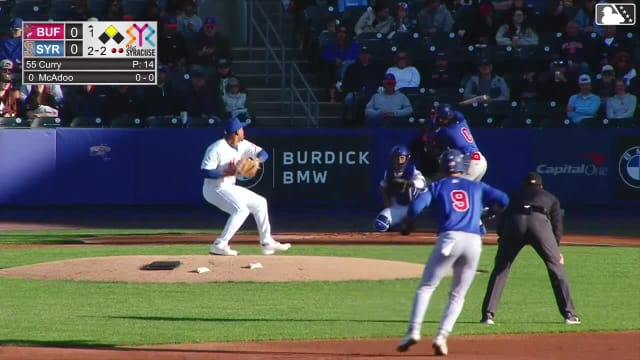 Charles McAdoo singles on a line drive to right fielder Matt Rudick. RJ Schreck scores.