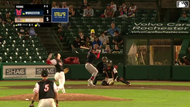 Mikey Romero singles on a ground ball to right fielder Joey Wiemer. Vinny Capra scores.