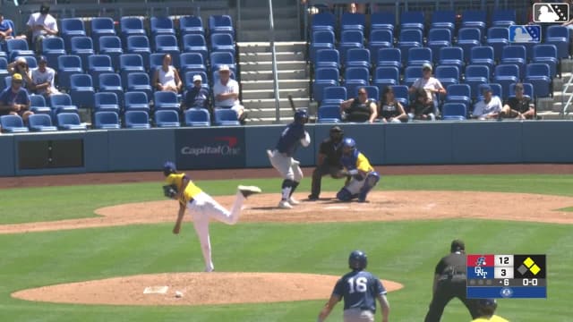 Breyson Guedez doubles (10) on a line drive to center fielder Jaron Elkins. Jared Sprague-Lott scores. Tommy Takayoshi to 3rd.