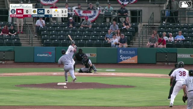 Cooper Flemming singles on a sharp line drive to right fielder Pedro Ibarguen. Justyn-Henry Malloy scores.
