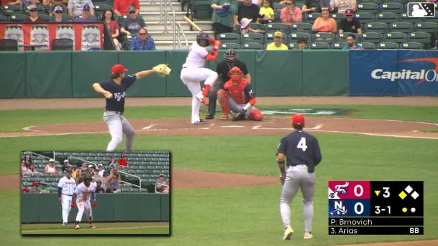 Victor Arias singles on a ground ball to right fielder Dylan Campbell. Adrian Pinto scores.