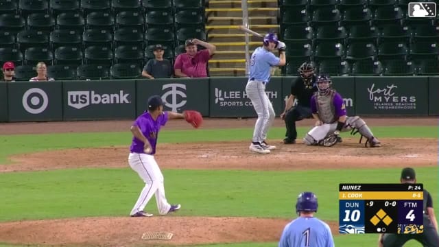 Jake Cook hits a grand slam (1) to right field. Juan Rosas scores. Owen Gregg scores. Raimundo De Los Santos scores.