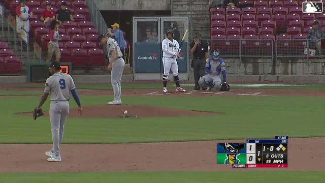 Eduardo Tait homers (1) on a fly ball to left center field. Marek Houston scores.