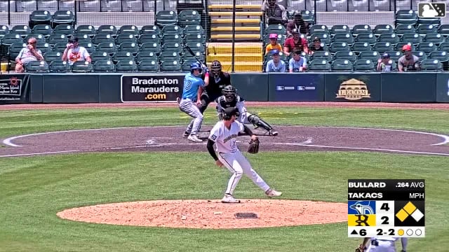 Blaine Bullard doubles (16) on a sharp line drive to center fielder Mitch Jebb. Austin Smith scores. Raimundo De Los Santos scores.