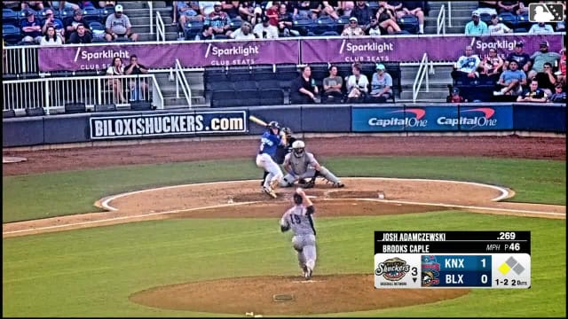 Josh Adamczewski singles on a line drive to center fielder Kane Kepley. Dylan O'Rae scores.