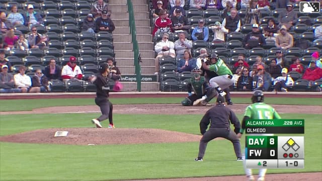 Alfredo Alcantara triples (1) on a sharp line drive to center fielder Kasen Wells. Carter Graham scores.