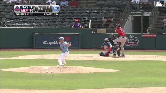 Luke Adams homers (8) on a line drive to center field.