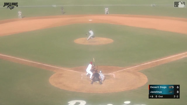 Carter Graham homers (1) on a fly ball to left field.
