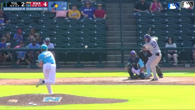 Eduardo Quintero homers (1) on a fly ball to right center field. Jose Izarra scores.