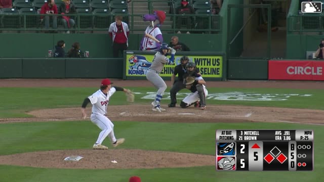 Blake Mitchell doubles (3) on a fly ball to left fielder Myles Naylor. Tyriq Kemp scores. Asbel Gonzalez scores.