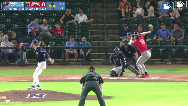 Brandon Winokur singles on a line drive to right fielder Alberto Rodriguez. Marek Houston scores. Khadim Diaw to 2nd.