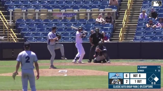Nolan Schubart homers (13) on a fly ball to right field. Aaron Walton scores.