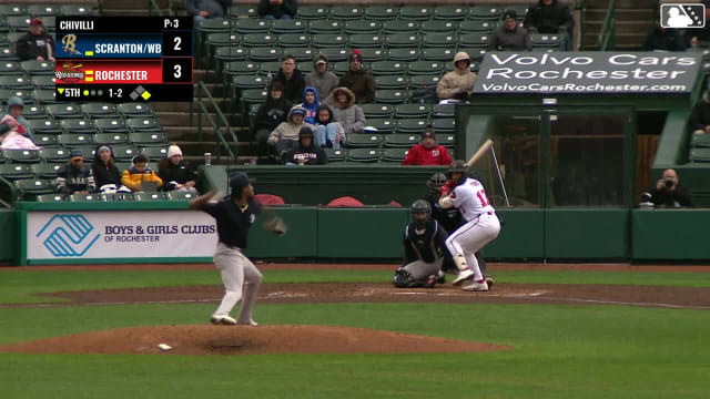 Harry Ford doubles (1) on a line drive to left fielder Jasson Domínguez. Christian Franklin scores.