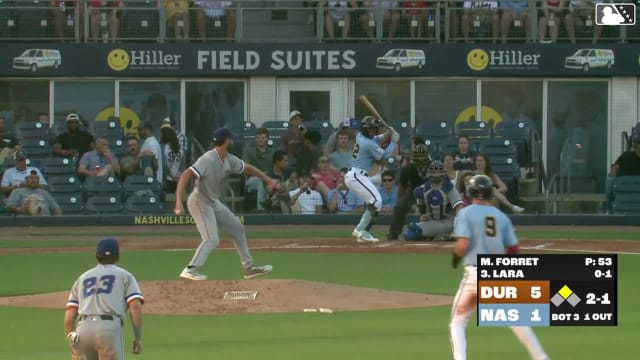 Luis Lara singles on a ground ball to left fielder Blake Sabol. Cooper Pratt scores.